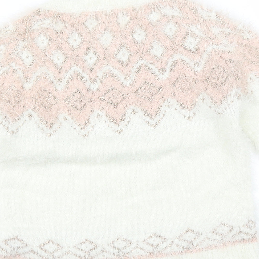 F&F Girls Ivory   Pullover Jumper Size 9-10 Years  - beaded