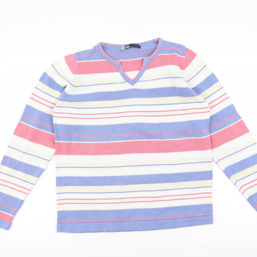 EWM Womens Blue Striped  Pullover Jumper Size M