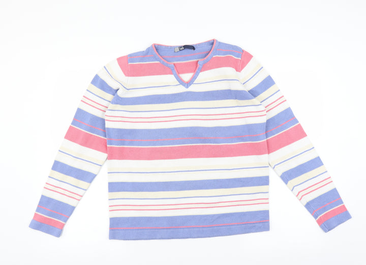 EWM Womens Blue Striped Pullover Jumper Size M
