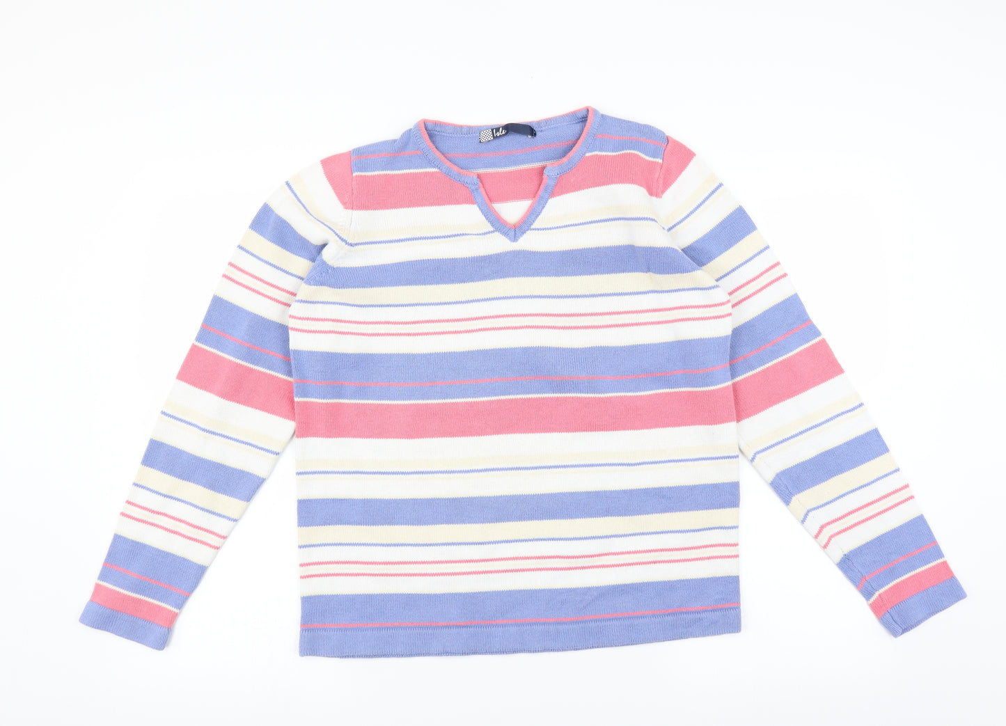 EWM Womens Blue Striped  Pullover Jumper Size M