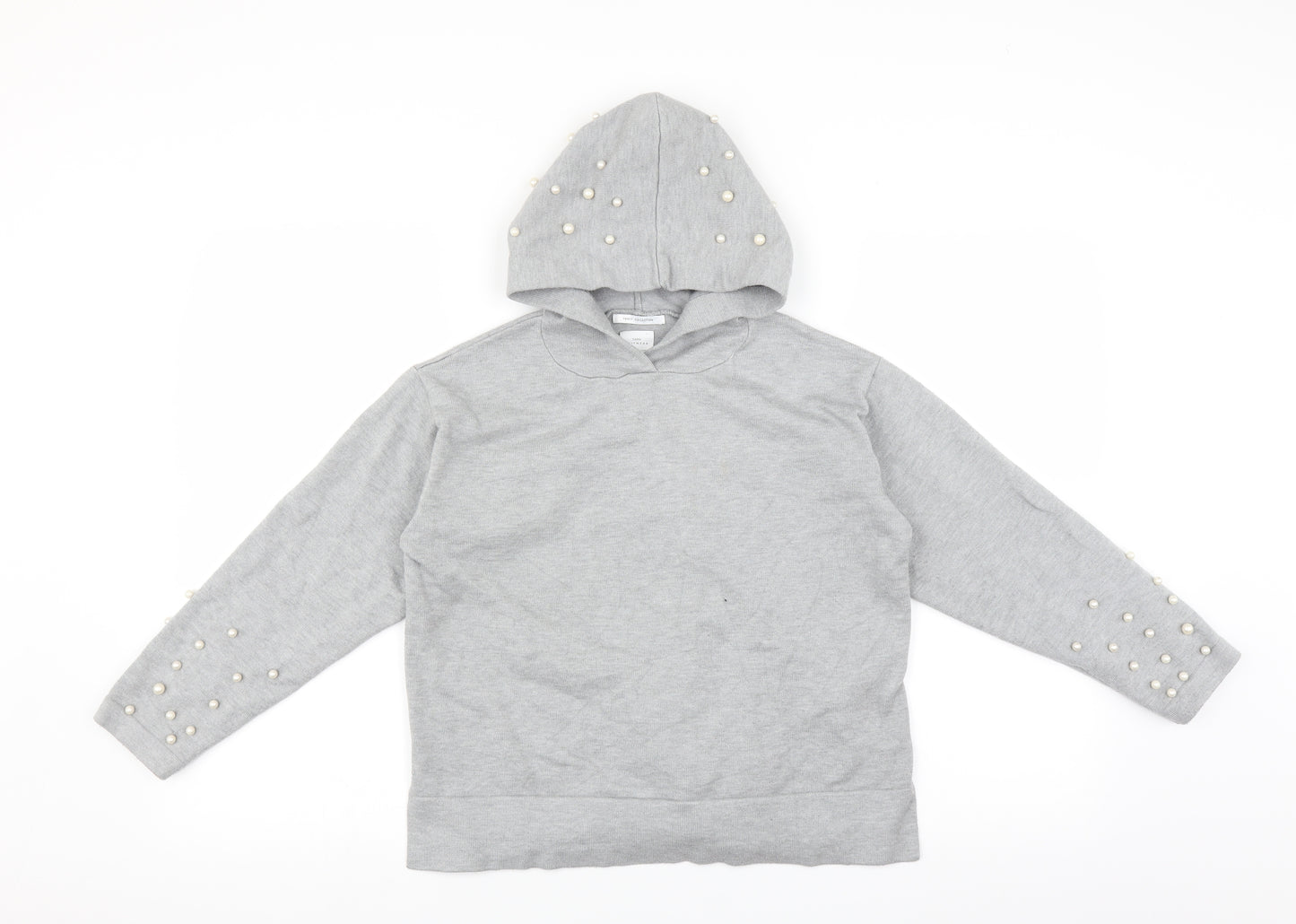 Zara Girls Grey   Pullover Hoodie Size 10 Years  - beaded detail