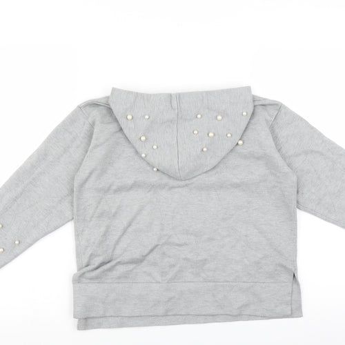 Zara Girls Grey   Pullover Hoodie Size 10 Years  - beaded detail