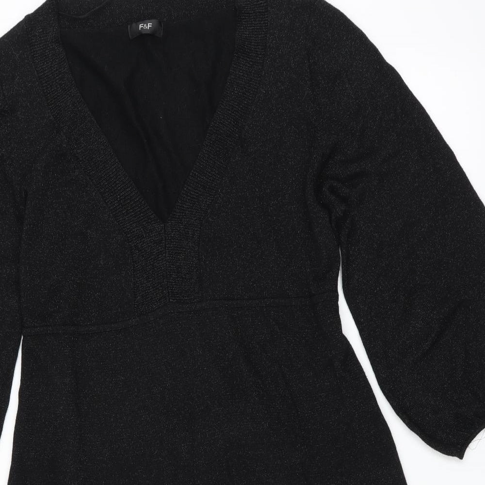 F&F Womens Black   Jumper Dress  Size 16  - glittery