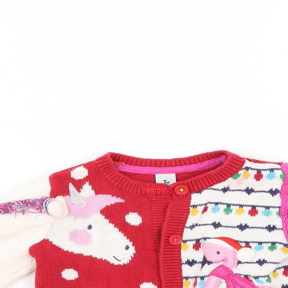 Sainsburys Girls Red   Cardigan Jumper Size 18-24 Months  - christmas jumper