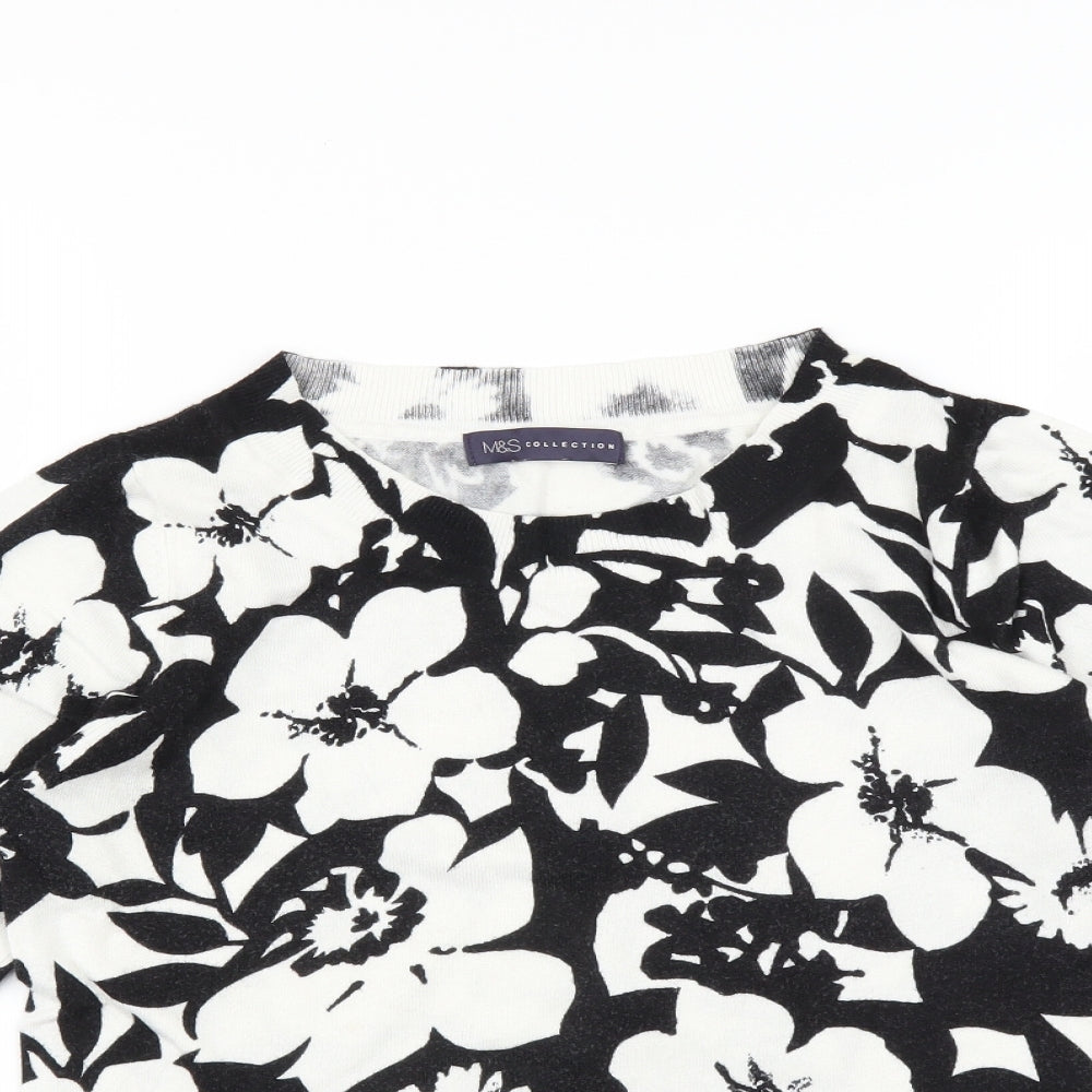 Marks and Spencer Womens Black Floral  Pullover Jumper Size M