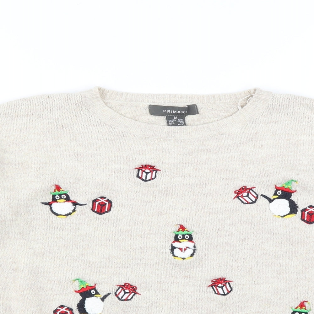 Primark Womens Beige   Pullover Jumper Size M  - christmas jumper