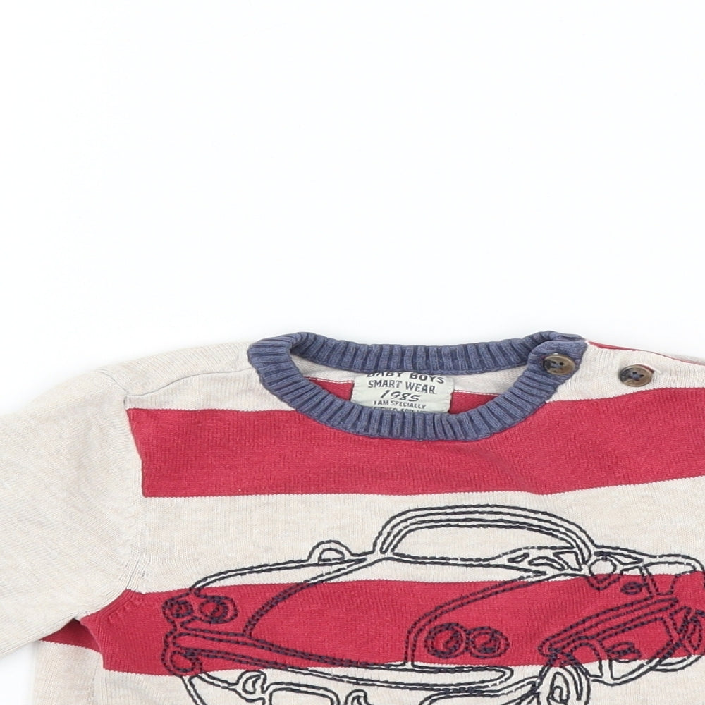 baby boy Boys Beige Striped  Pullover Jumper Size 12-18 Months  - car
