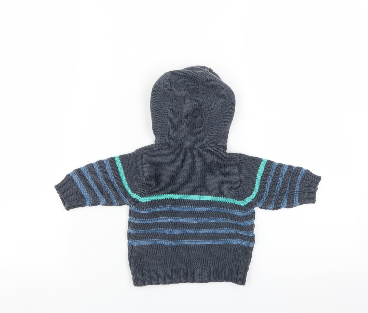Vertbaudet Boys Blue Striped  Pullover Jumper Size 3-6 Months  - hoodie