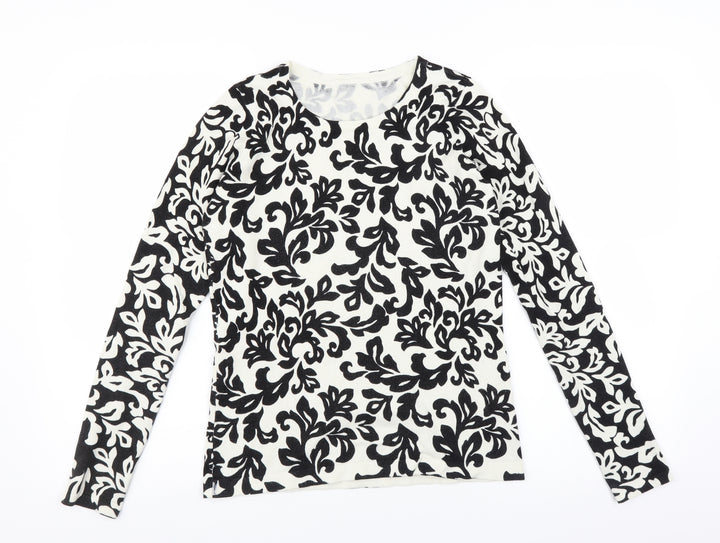 Preworn Womens Black Floral  Pullover Jumper Size M