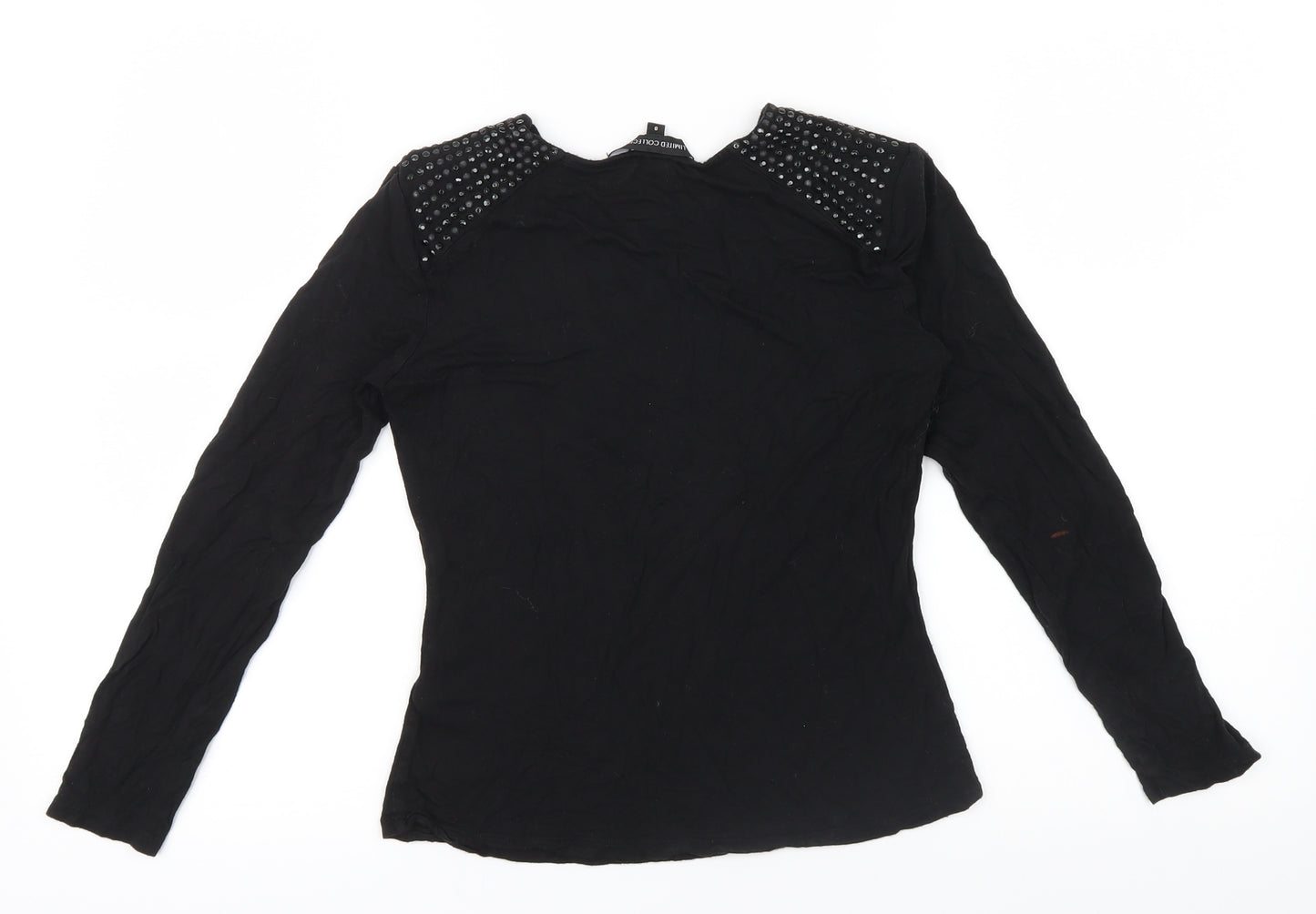 M&S Girls Black   Basic Polo Size 8 Years  - STUDDED SHOULDER