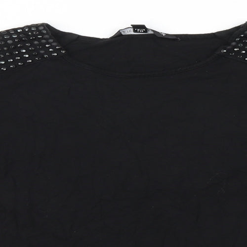 M&S Girls Black   Basic Polo Size 8 Years  - STUDDED SHOULDER