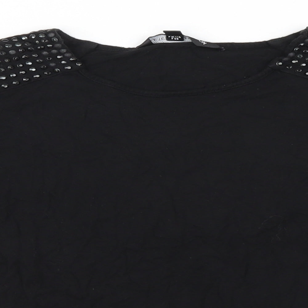 M&S Girls Black   Basic Polo Size 8 Years  - STUDDED SHOULDER