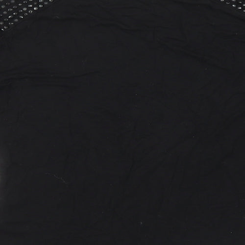 M&S Girls Black   Basic Polo Size 8 Years  - STUDDED SHOULDER