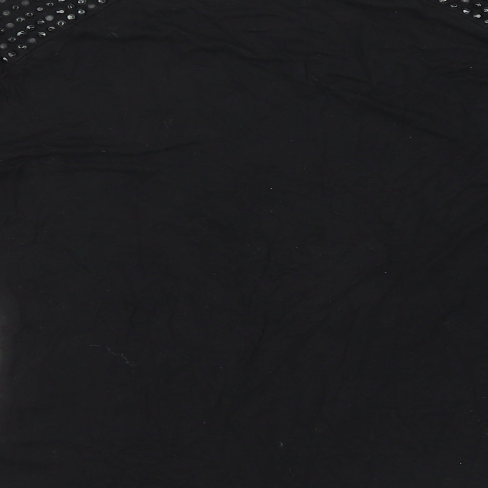 M&S Girls Black   Basic Polo Size 8 Years  - STUDDED SHOULDER