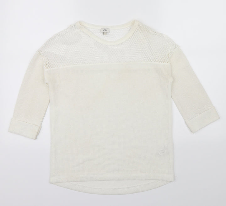 River Island Womens Beige Pullover Jumper Size 6 - Netted top