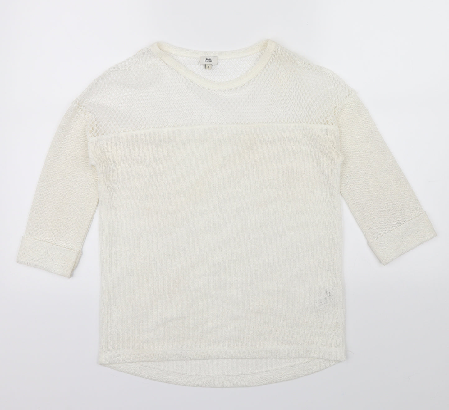 River Island Womens Beige   Pullover Jumper Size 6  - Netted top