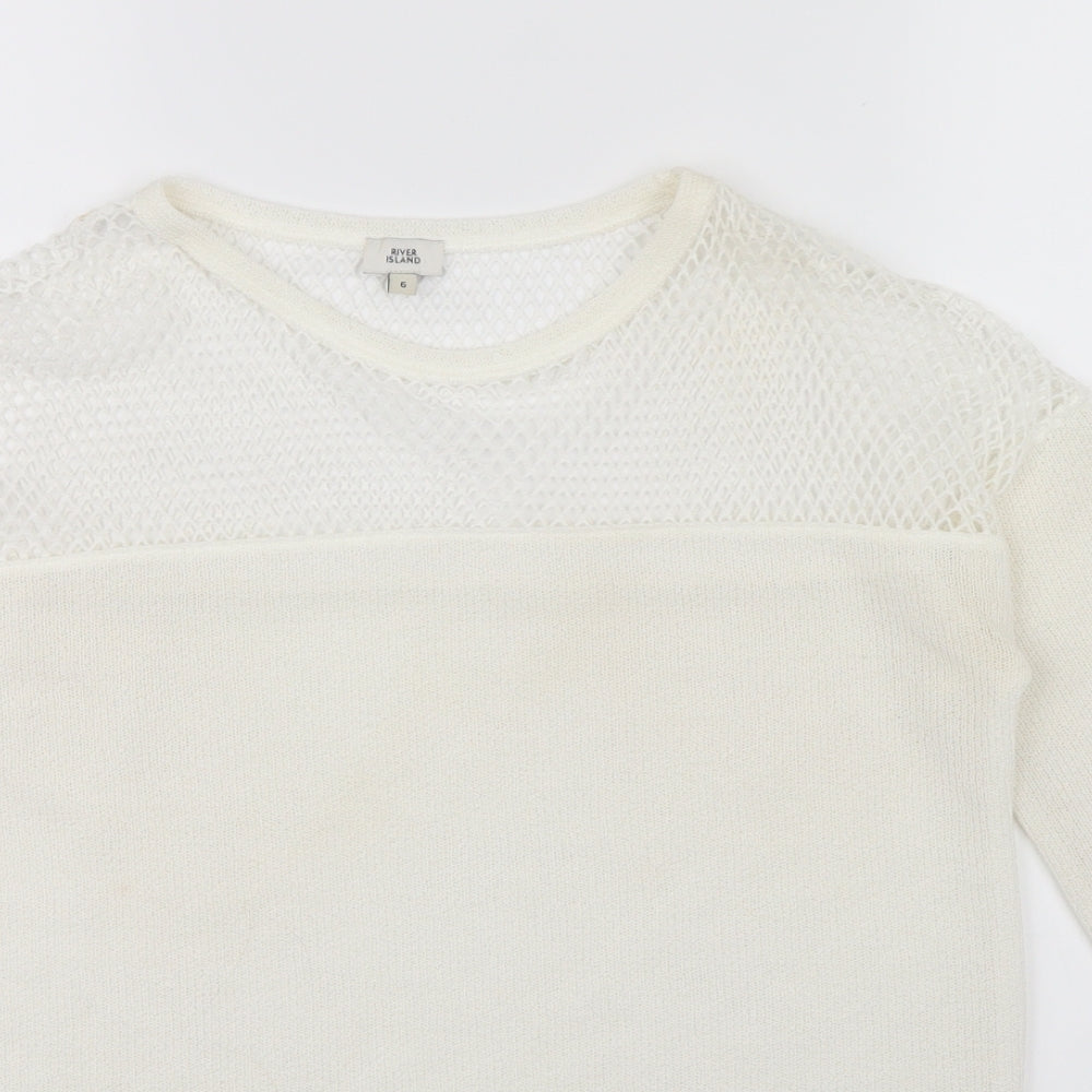River Island Womens Beige   Pullover Jumper Size 6  - Netted top