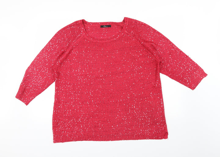 BM Womens Pink   Pullover Jumper Size L  - Sequin detail
