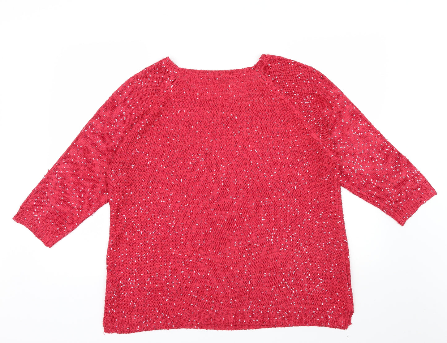 BM Womens Pink   Pullover Jumper Size L  - Sequin detail