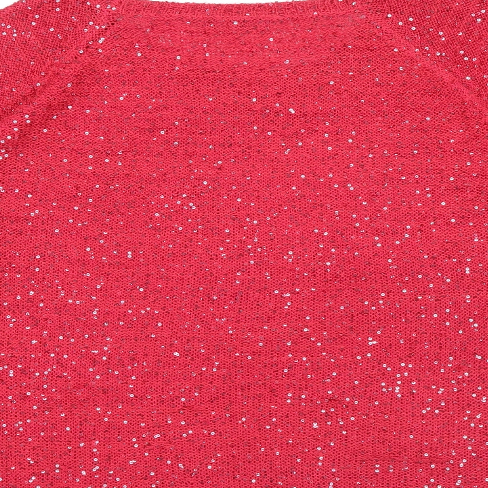 BM Womens Pink   Pullover Jumper Size L  - Sequin detail