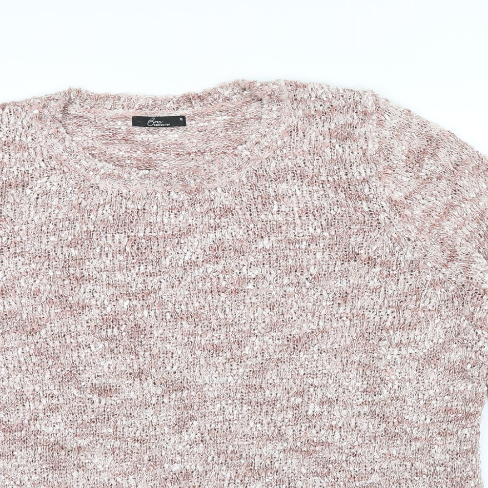 Bm collection Womens Pink   Henley Jumper Size XL  - sequin