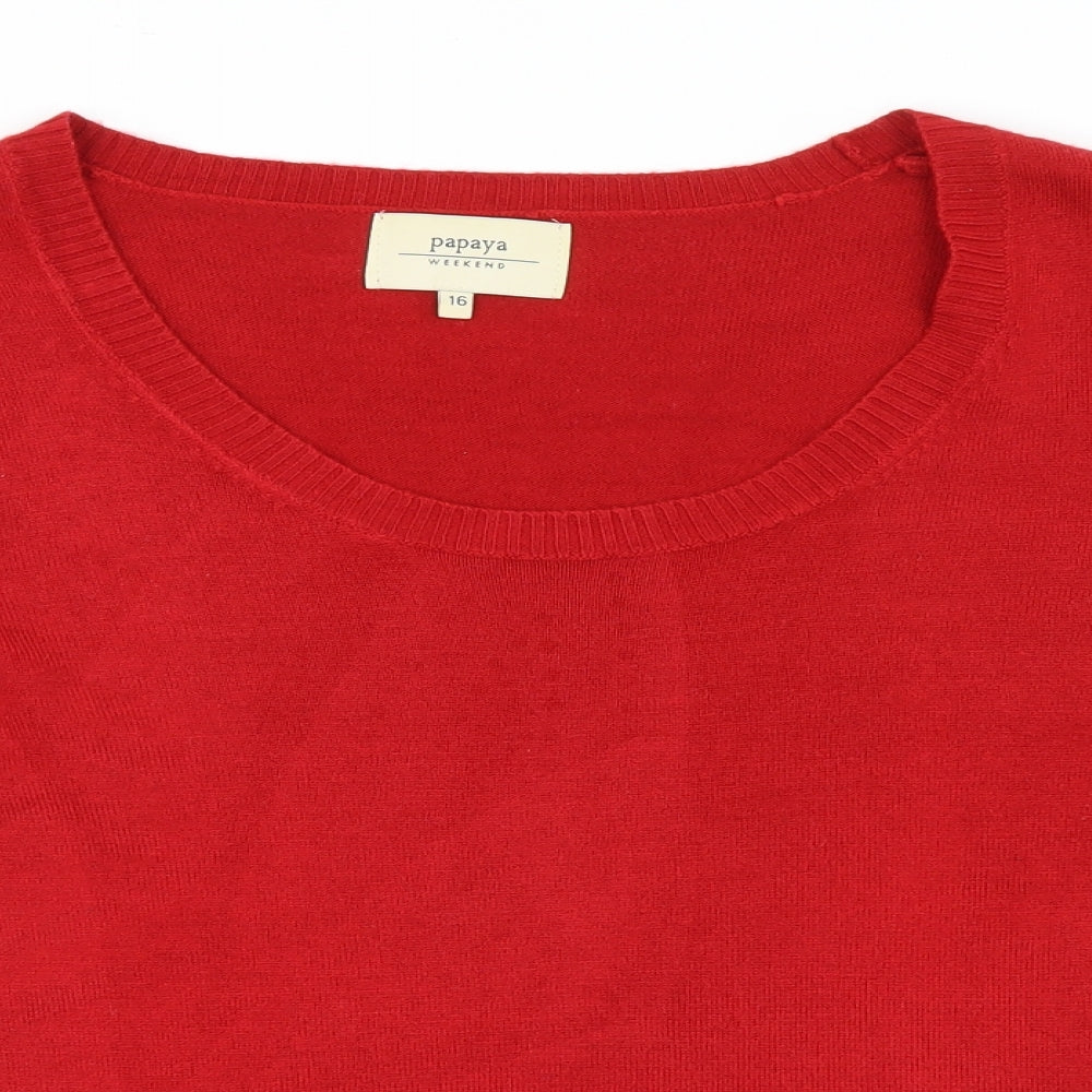 Papaya Womens Red   Henley Jumper Size 16