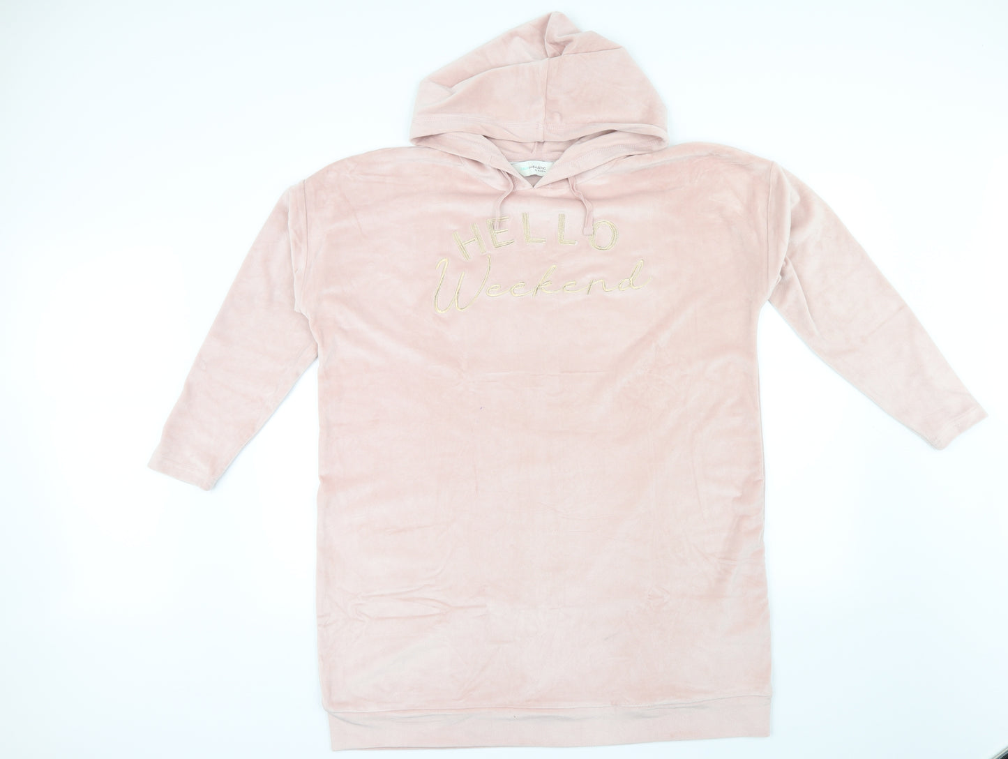 CALM WELLBEING Womens Pink   Pullover Jumper Size M  - Embroidered Hello Weekend