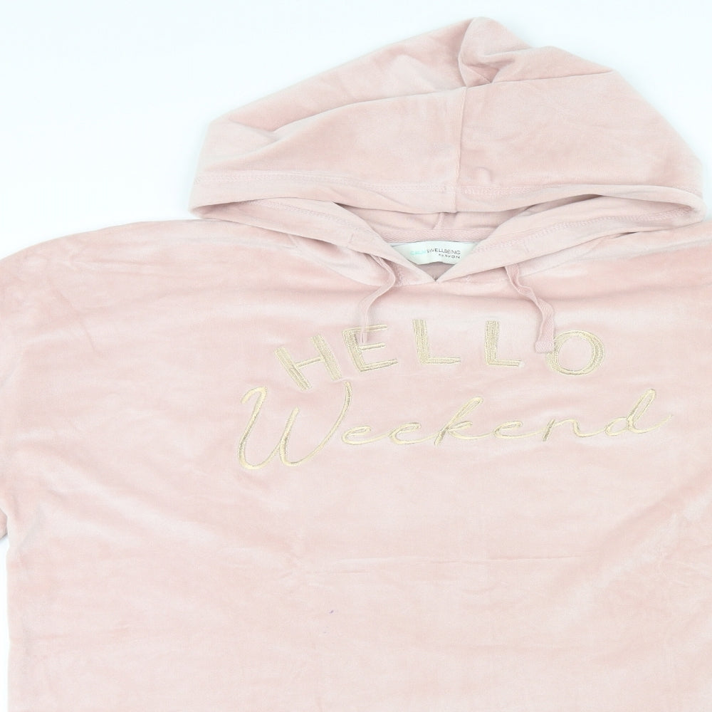 CALM WELLBEING Womens Pink   Pullover Jumper Size M  - Embroidered Hello Weekend