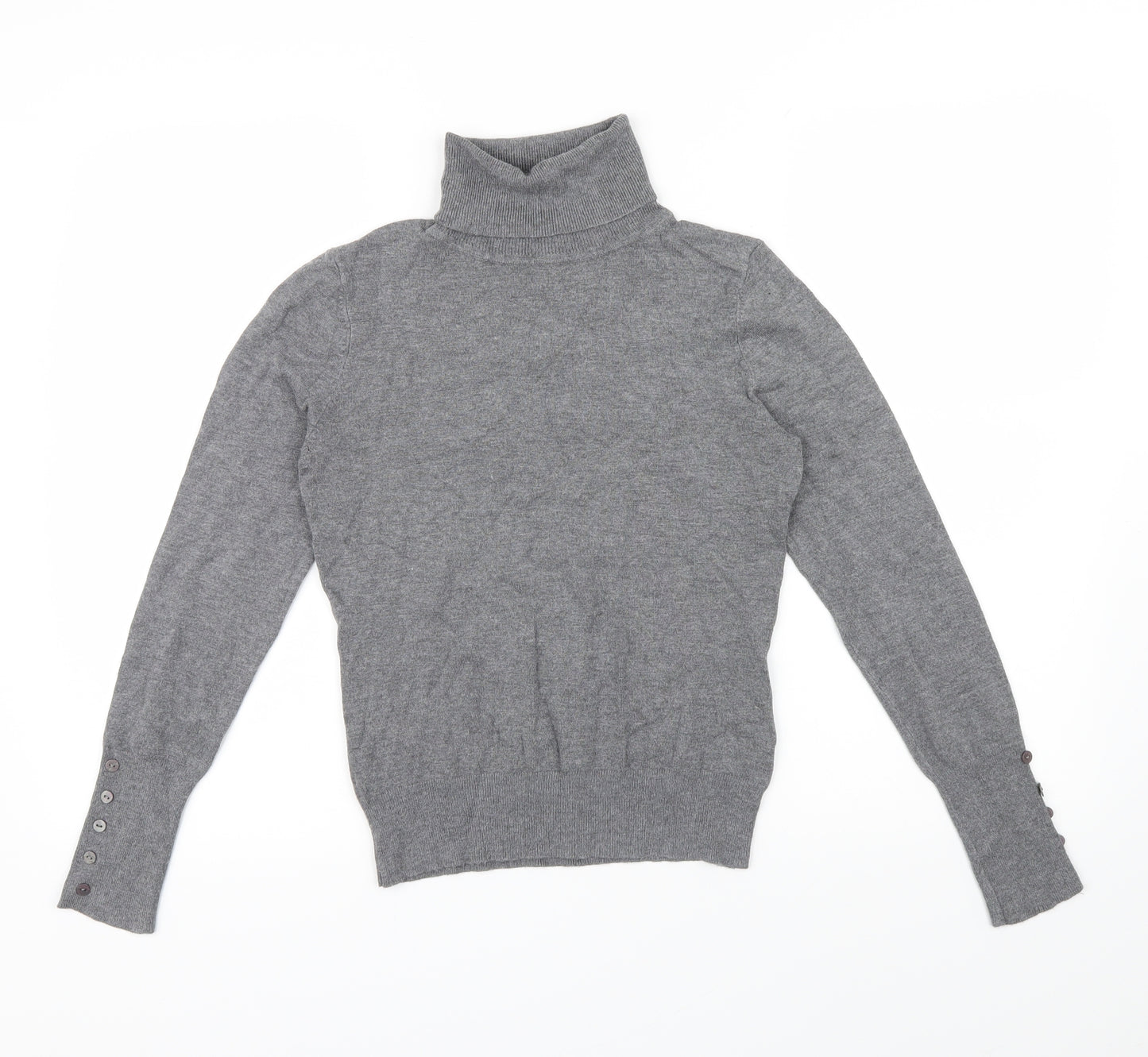 George Womens Grey   Basic T-Shirt Size 12  - buttons on sleeves