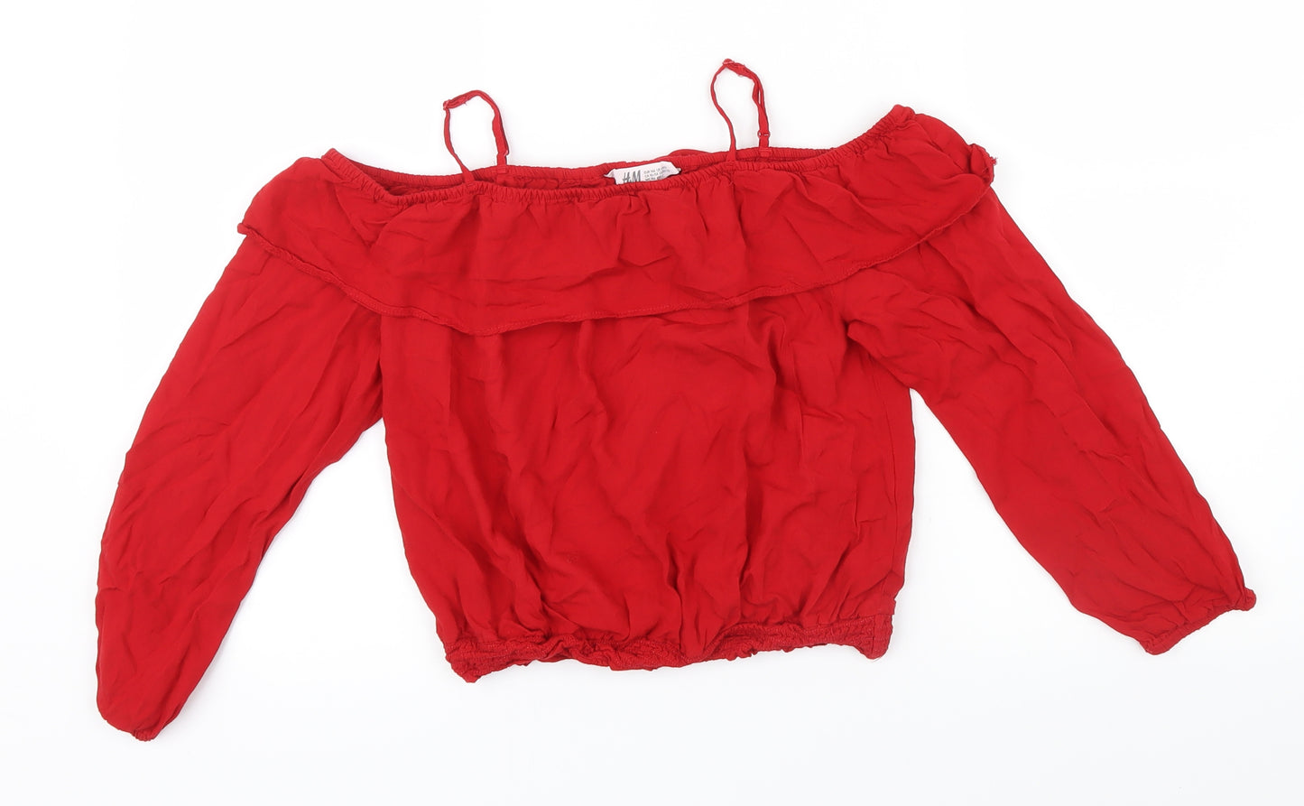 H&M Girls Red   Basic Blouse Size 10-11 Years  - Elastic Bottom