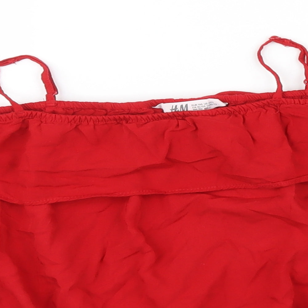 H&M Girls Red   Basic Blouse Size 10-11 Years  - Elastic Bottom