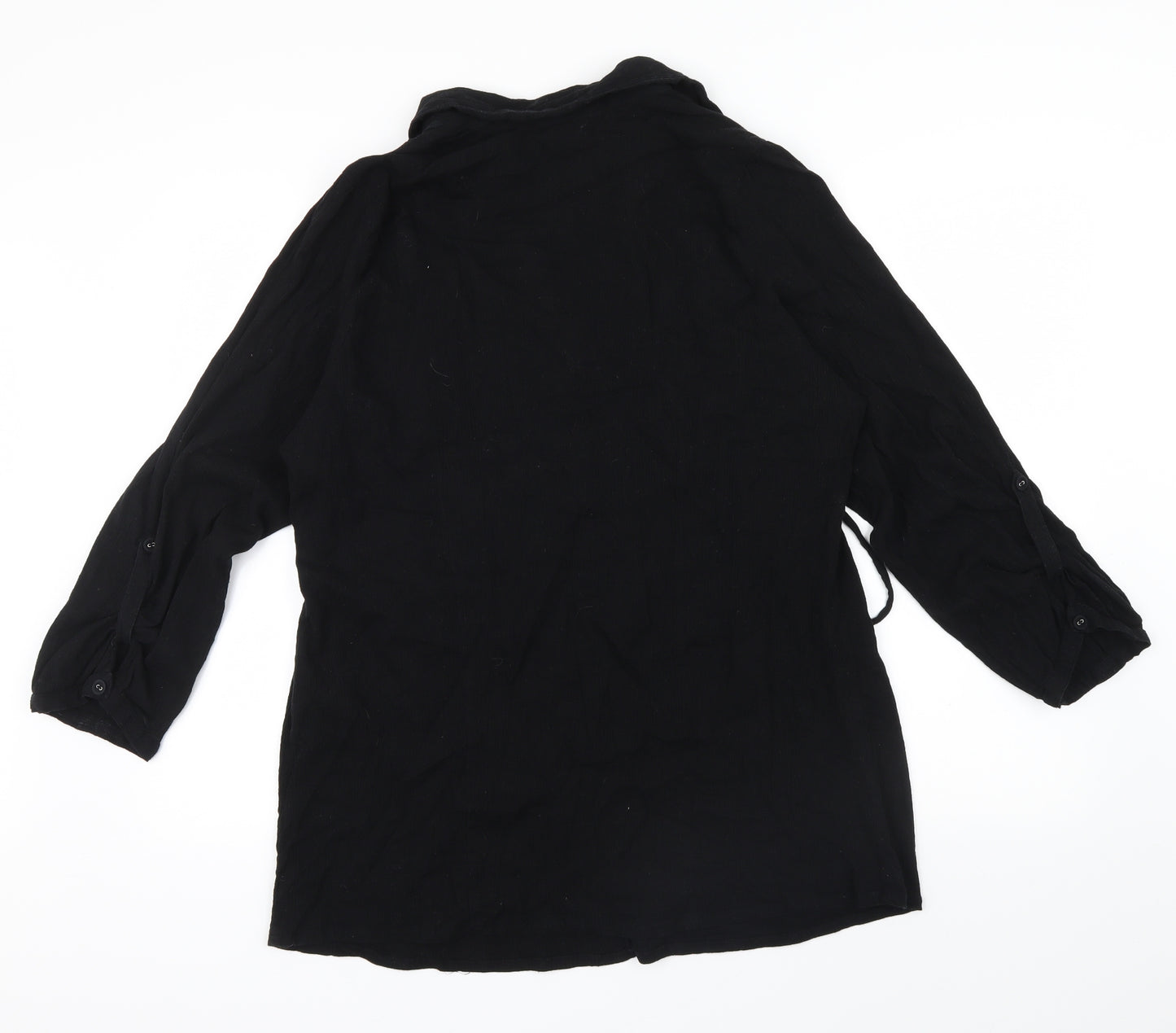 Preworn Womens Black   Basic Button-Up Size 22  - Frill detail