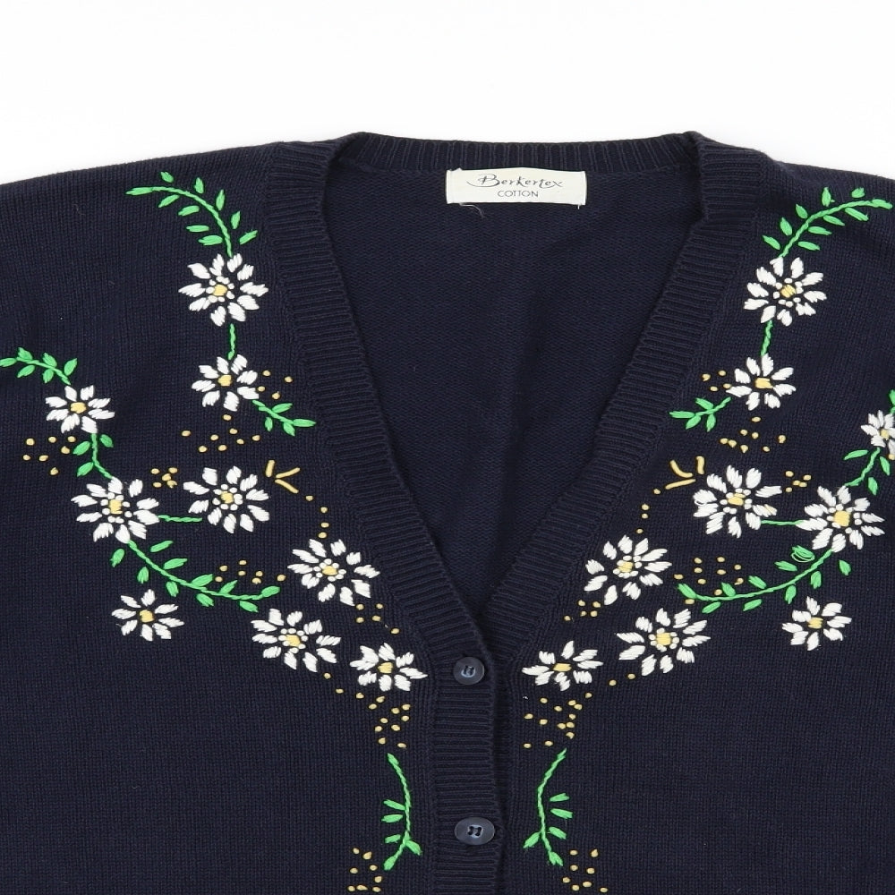 Berkertex Womens Blue  Knit Cardigan Jumper Size 14