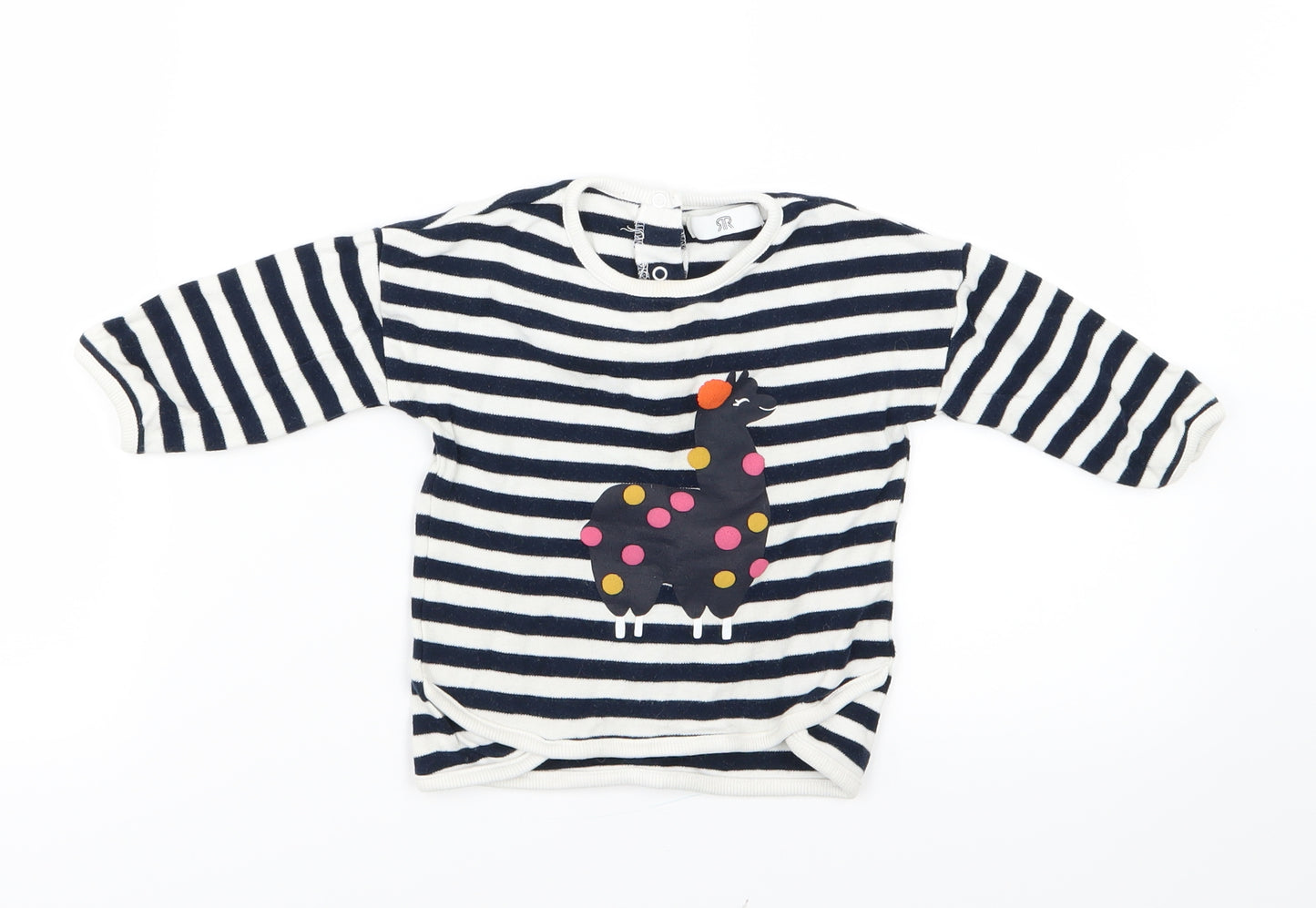 La Redoute Girls Blue Striped  Basic T-Shirt Size 18-24 Months