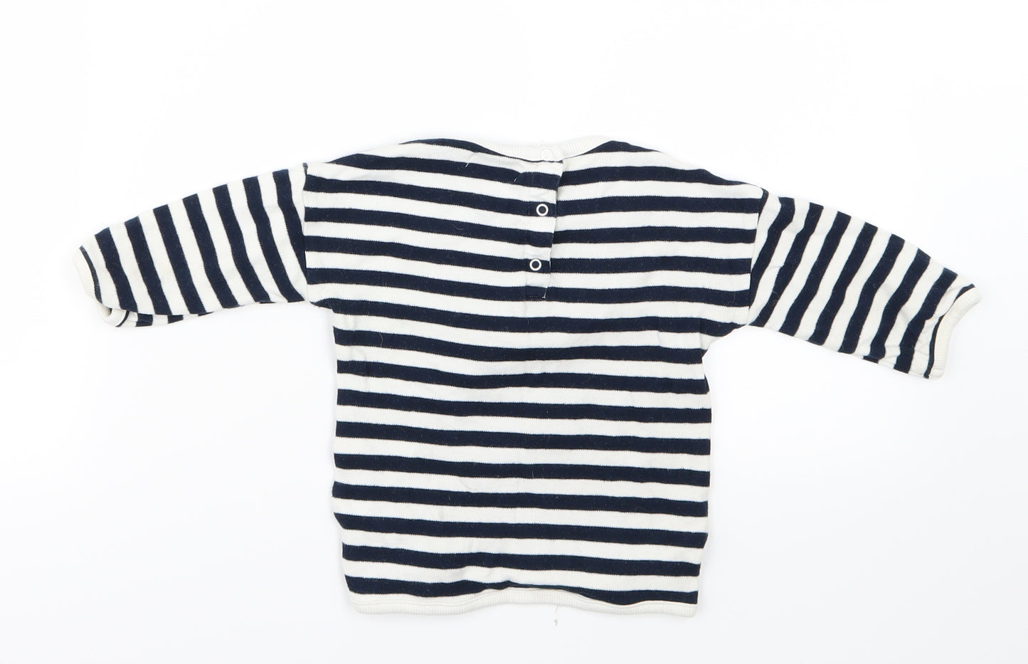 La Redoute Girls Blue Striped  Basic T-Shirt Size 18-24 Months