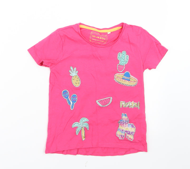 Blue Zoo Girls Pink Basic T-Shirt Size 5-6 Years