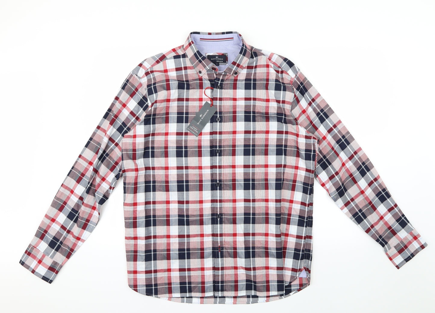 Blue Harbour Mens Red Check   Button-Up Size L