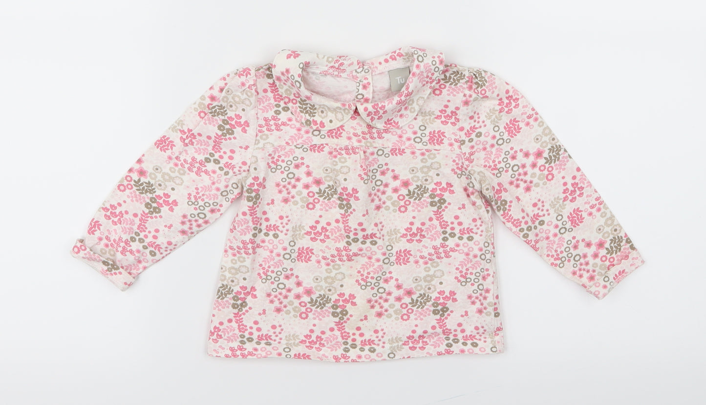 Tu  Girls Pink Geometric  Basic T-Shirt Size 6-9 Months