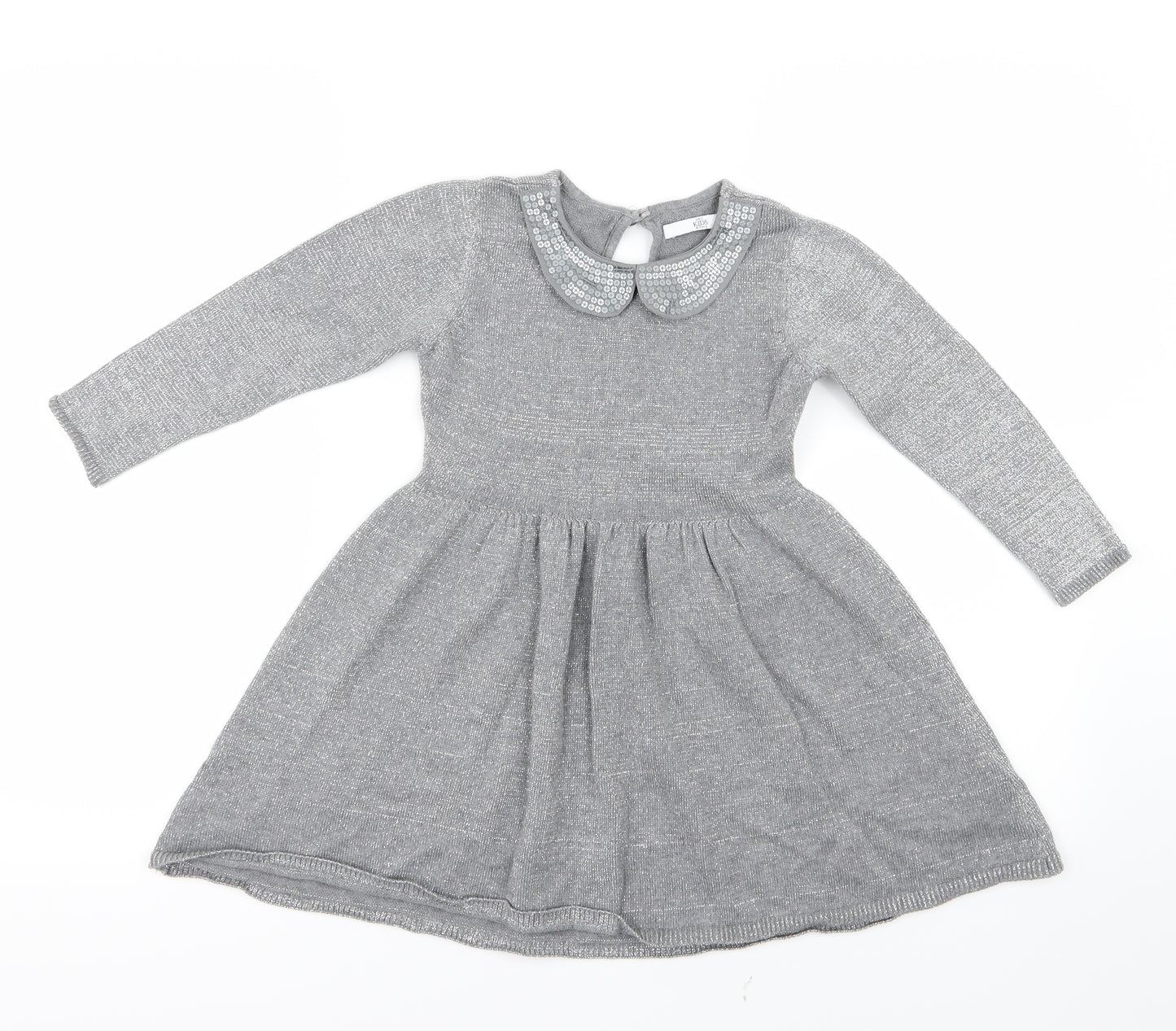 Marks and Spencer Girls Silver   Shirt Dress  Size 4-5 Years