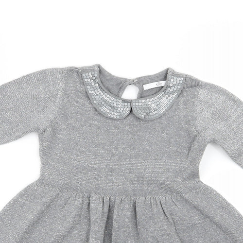 Marks and Spencer Girls Silver   Shirt Dress  Size 4-5 Years