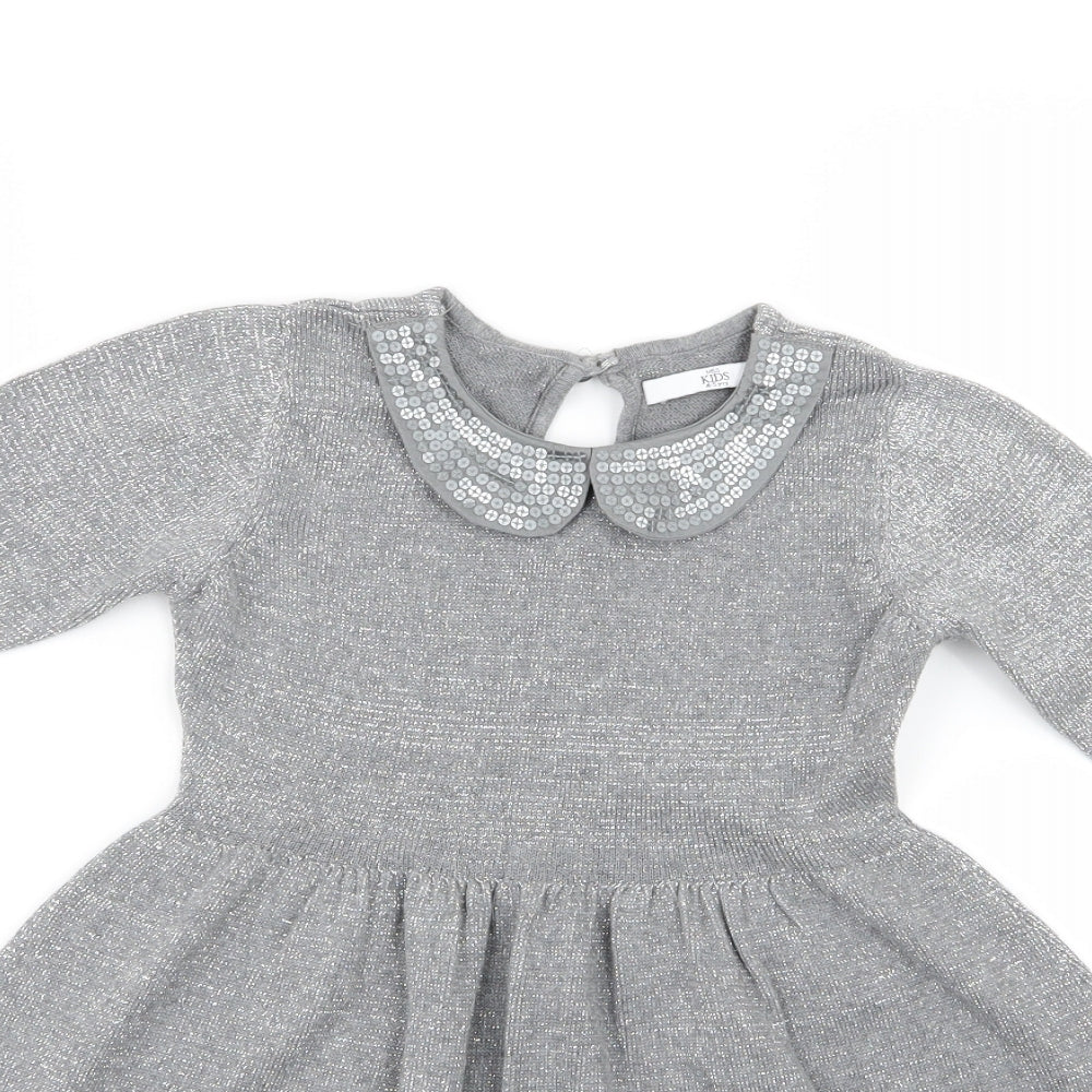 Marks and Spencer Girls Silver   Shirt Dress  Size 4-5 Years