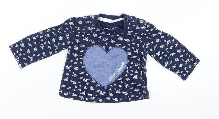 Early Days Girls Blue Floral  Basic T-Shirt Size Newborn