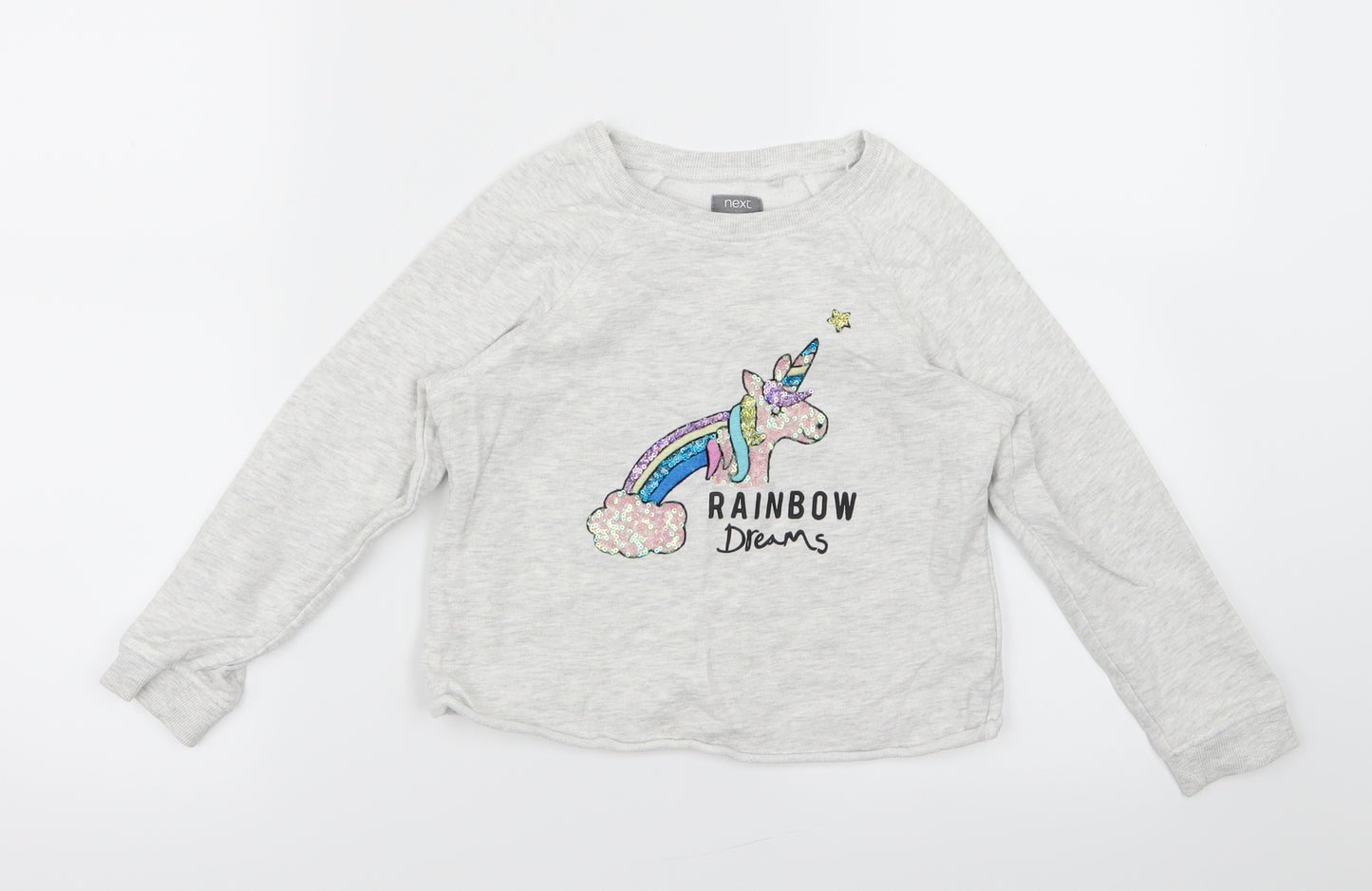 NEXT Girls Grey   Pullover Jumper Size 6 Years  - Unicorn