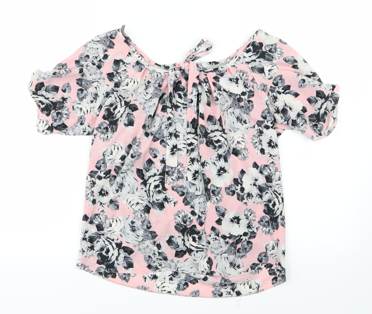 Dorothy Perkins Womens Pink Floral Mesh Basic Blouse Size 10