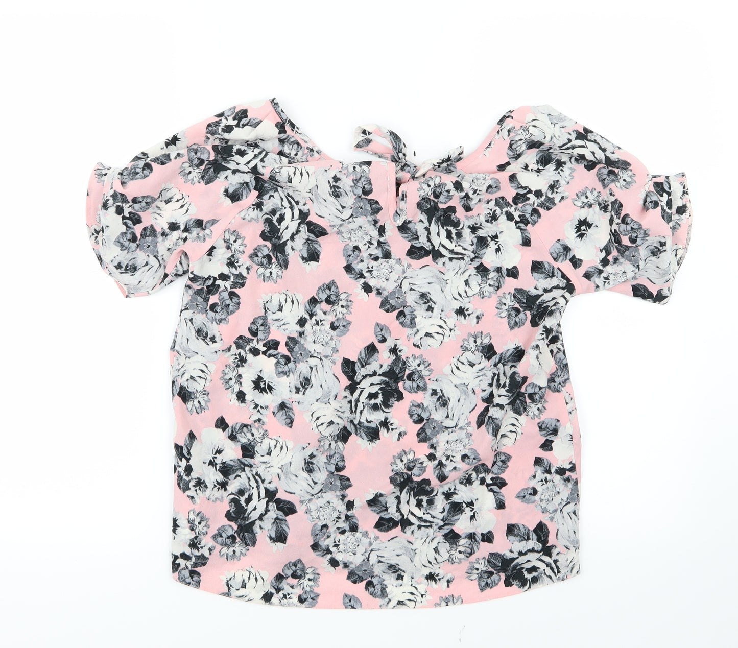 Dorothy Perkins Womens Pink Floral Mesh Basic Blouse Size 10