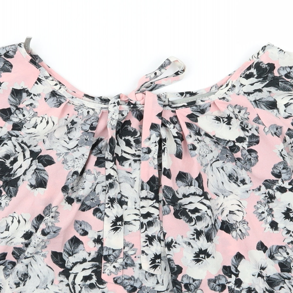 Dorothy Perkins Womens Pink Floral Mesh Basic Blouse Size 10