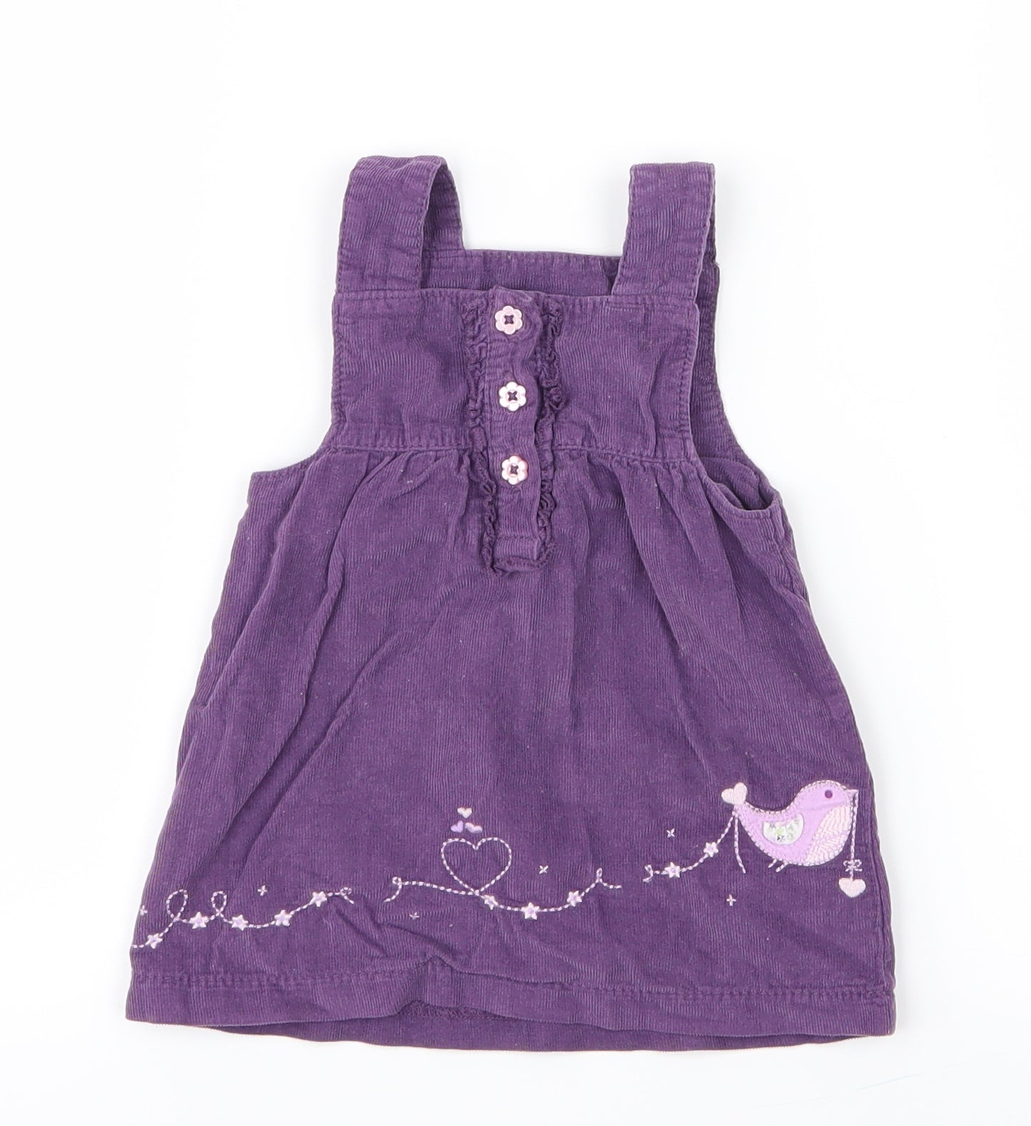 George Girls Purple  Velvet Pinafore/Dungaree Dress  Size 3-6 Months