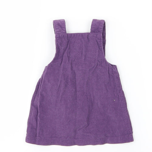 George Girls Purple  Velvet Pinafore/Dungaree Dress  Size 3-6 Months