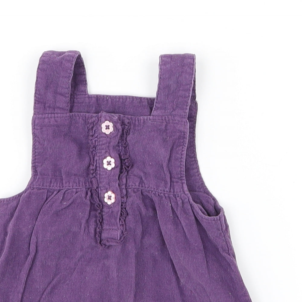 George Girls Purple  Velvet Pinafore/Dungaree Dress  Size 3-6 Months