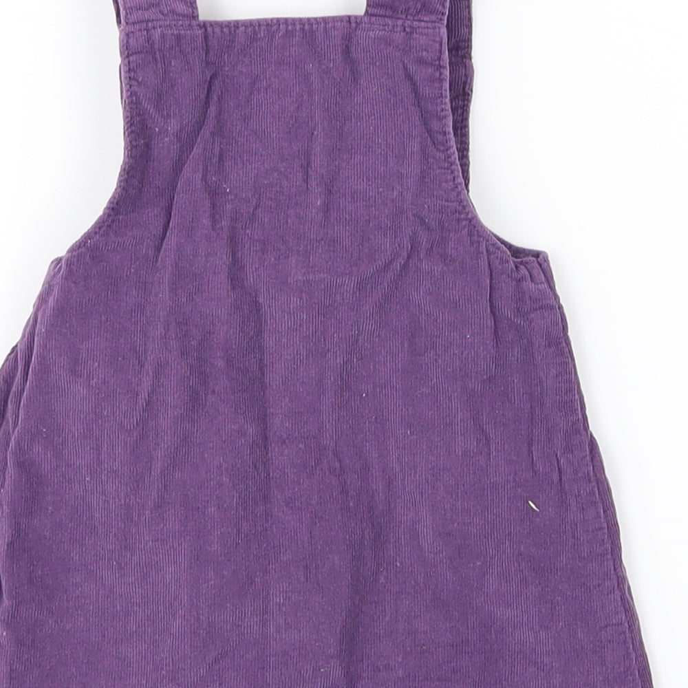 George Girls Purple  Velvet Pinafore/Dungaree Dress  Size 3-6 Months